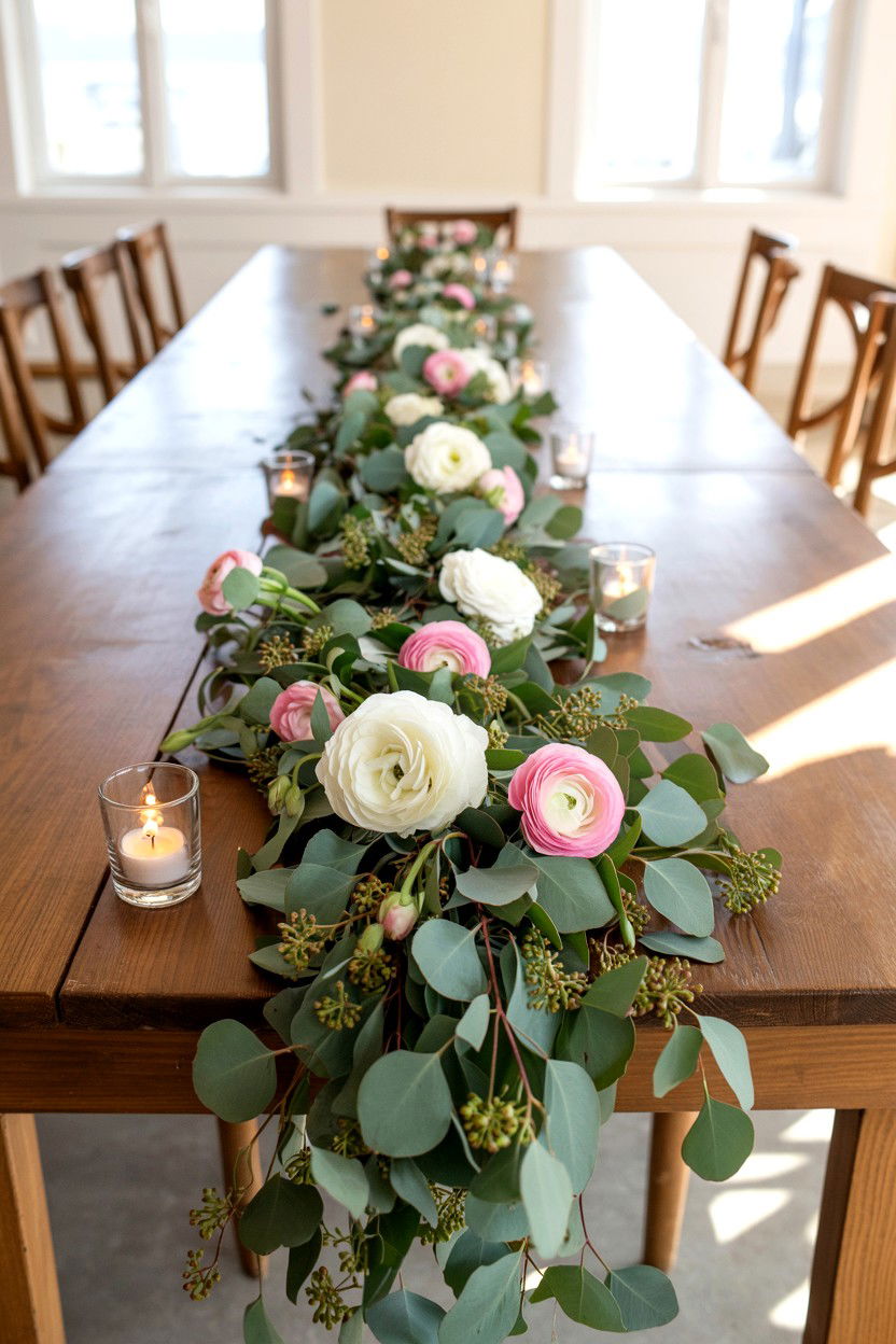 Floral table runner - 25 Elegant Valentine's Day Table Ideas