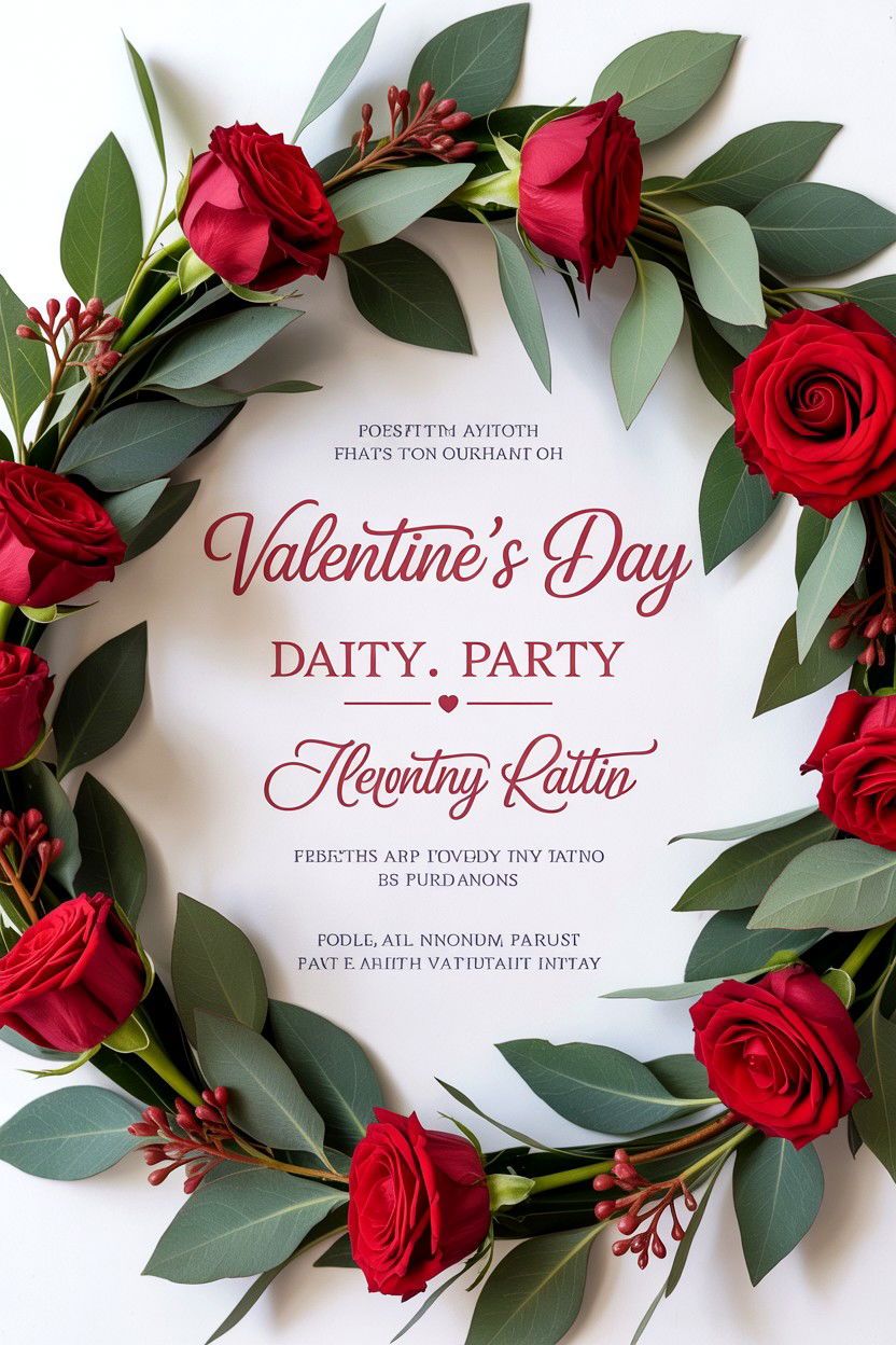 Floral wreath invitation - 25 Valentine's Day Party Invitation Ideas