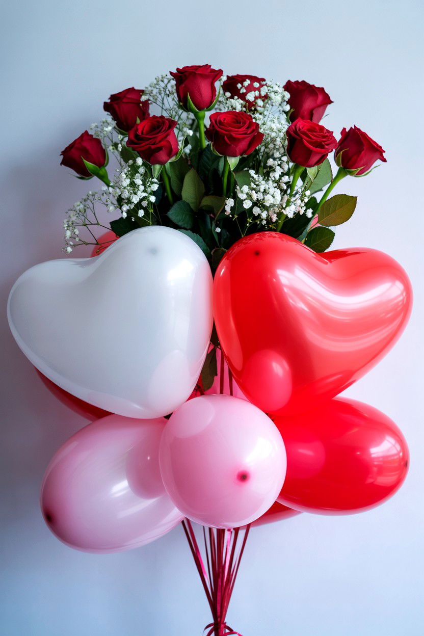 Flower And Balloon Bouquet - 25 Valentine's Day Balloon Bouquet Ideas
