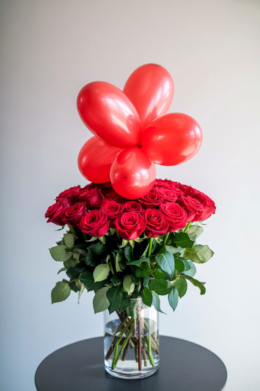 Flower And Balloon Combo - 25 Valentine's Day Balloon Ideas