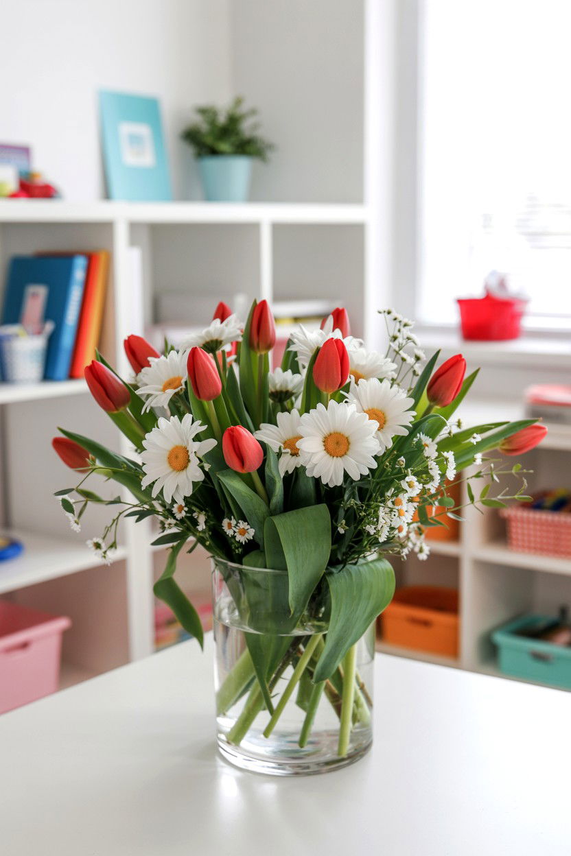 Flower Bouquet Arrangement - 25 Valentine's Day Teacher Treat Ideas