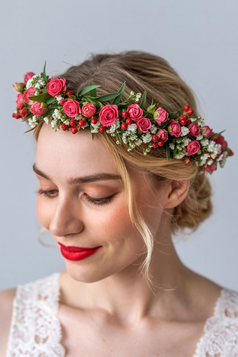 Flower Crown For Bride - 25 Valentine's Day Wedding Flower Ideas
