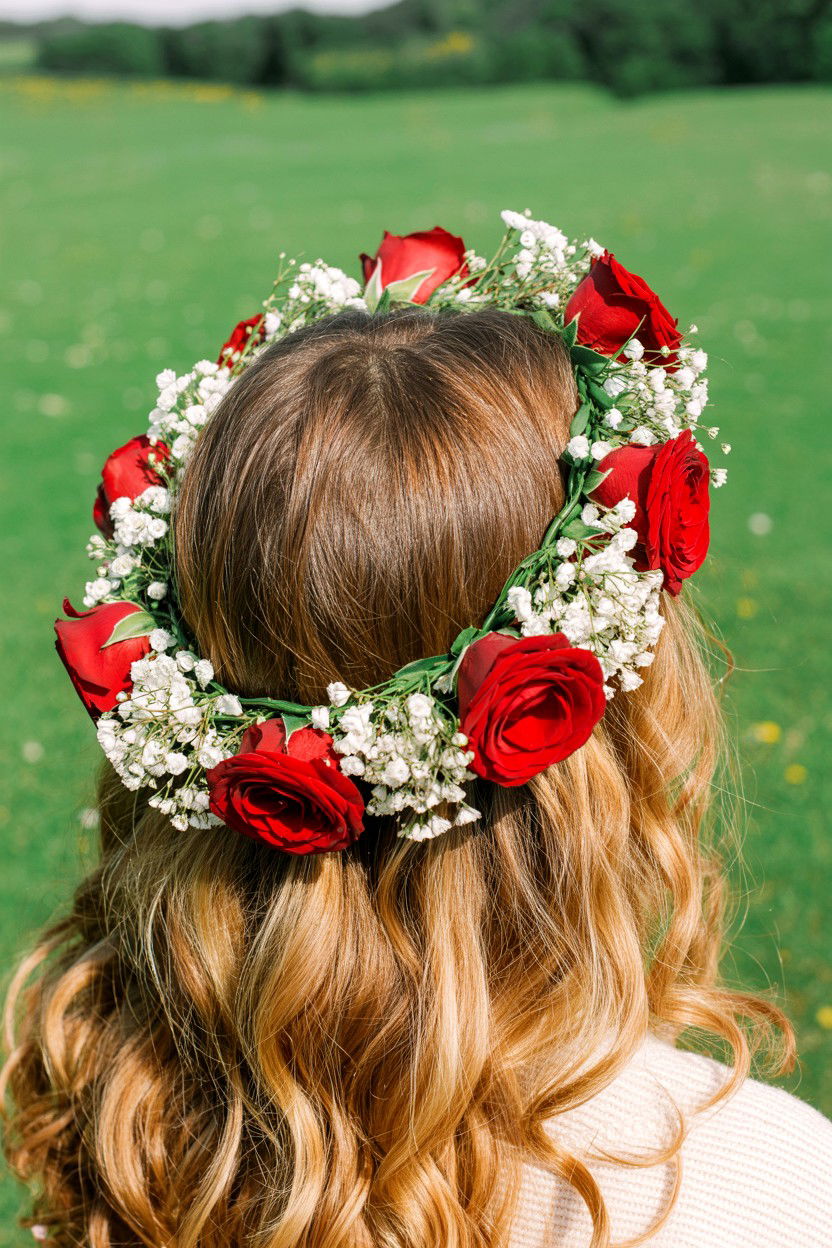 Flower Crown - 25 Cute Valentine's Day Hair Ideas
