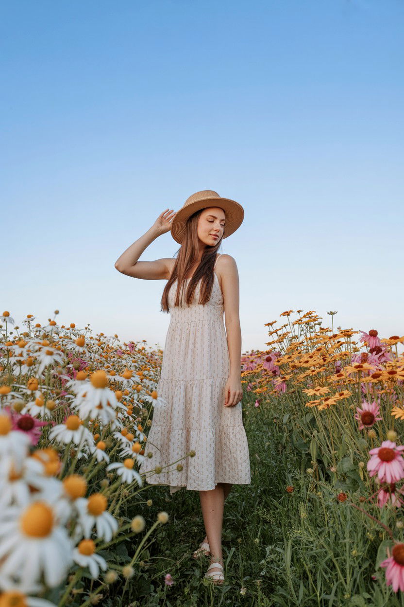 Flower Field Portrait - 25 Valentine's Day Outdoor Photo Ideas