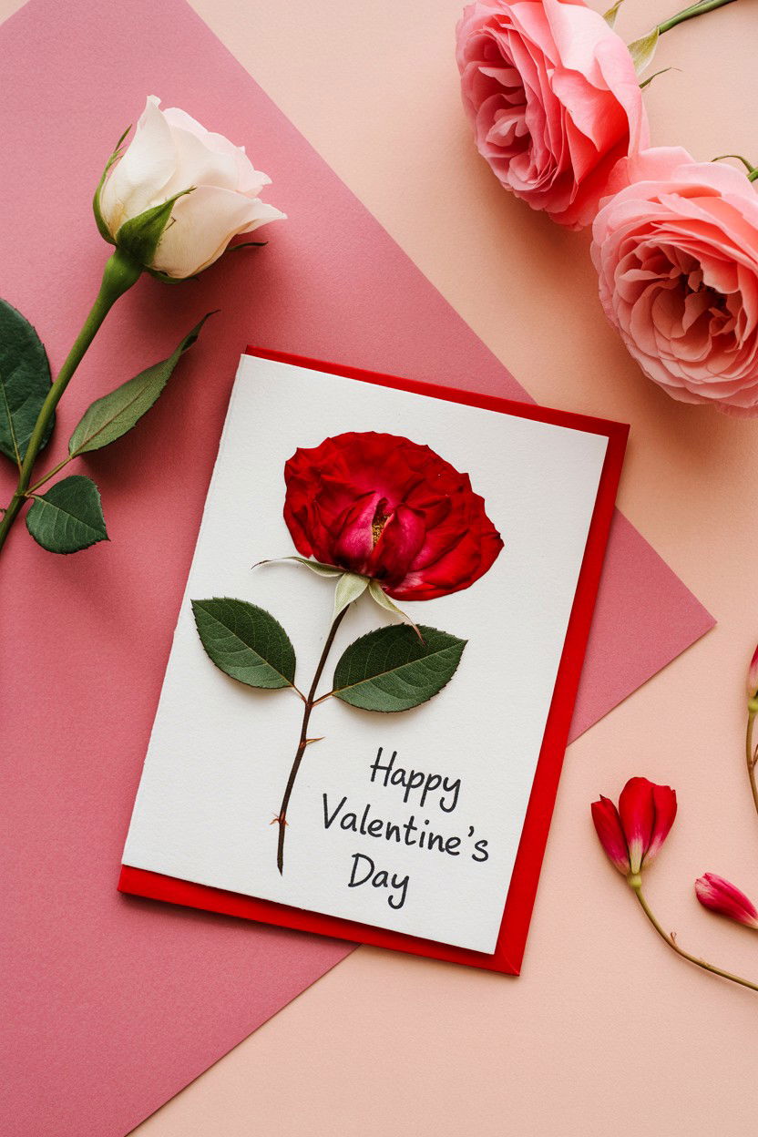 Flower Greeting Card - 25 Valentine's Day Preserved Flower Ideas