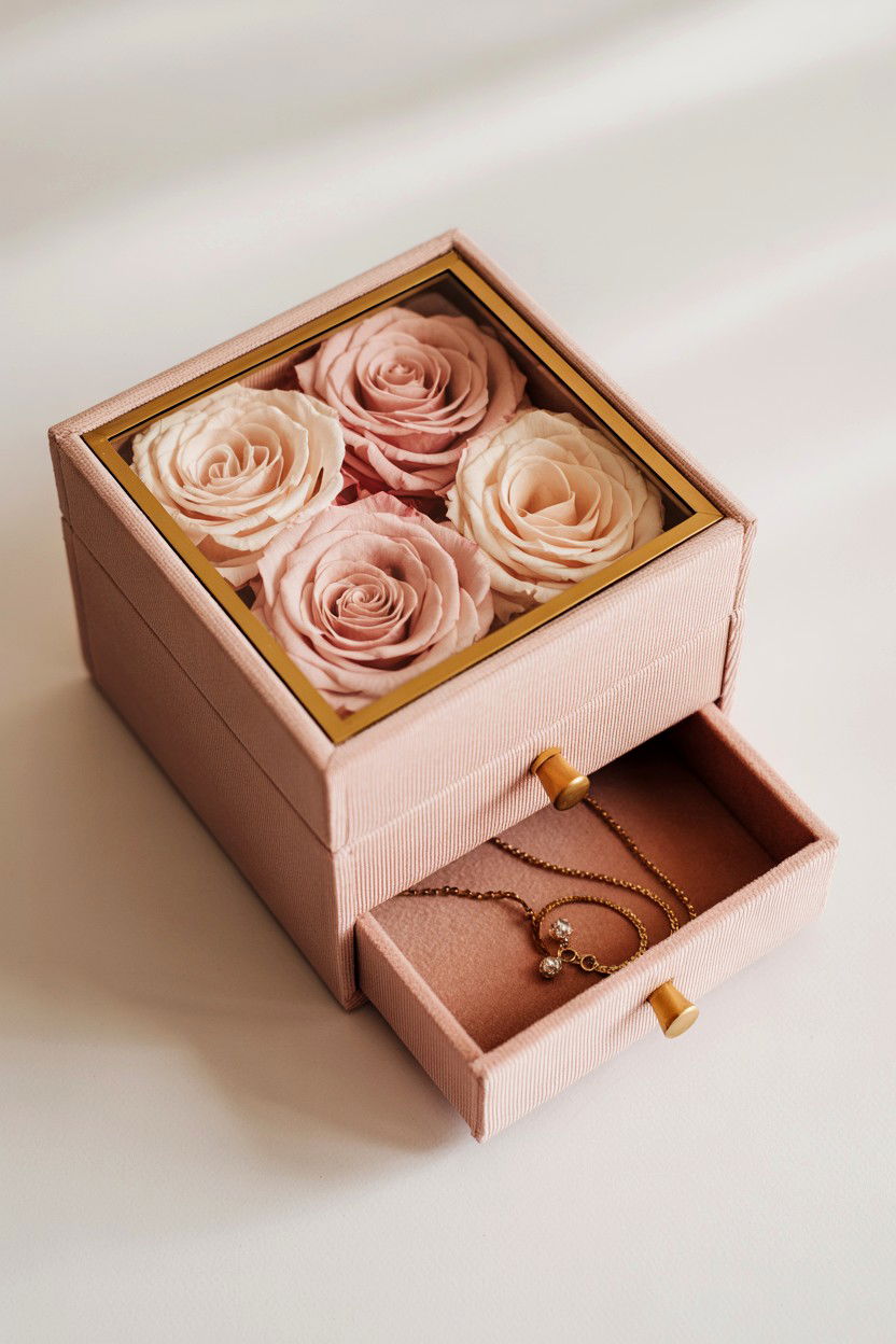 Flower Jewelry Box - 25 Valentine's Day Preserved Flower Ideas