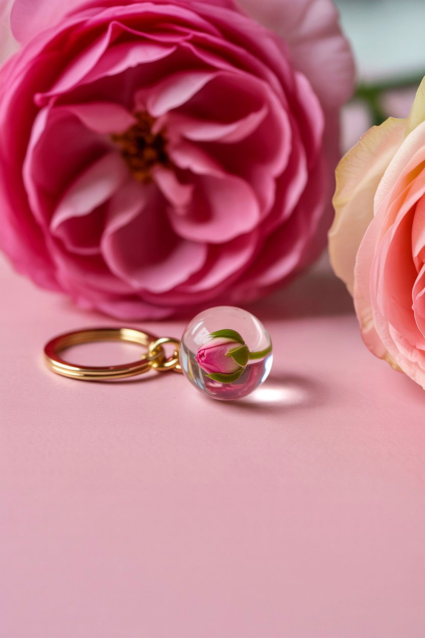 Flower Keychain - 25 Valentine's Day Preserved Flower Ideas