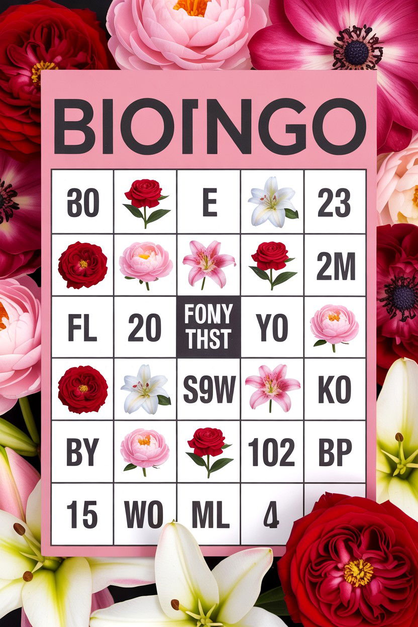 Flower Theme Bingo Card - 25 Valentine's Day Bingo Ideas