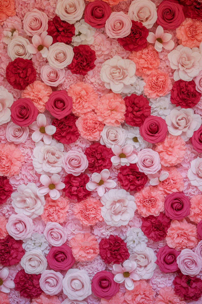 Flower Wall Backdrop - 25 Valentine's Day Fake Flower Ideas
