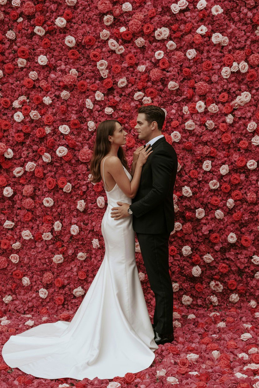 Flower Wall Backdrop - 25 Valentine's Day Elopement Ideas