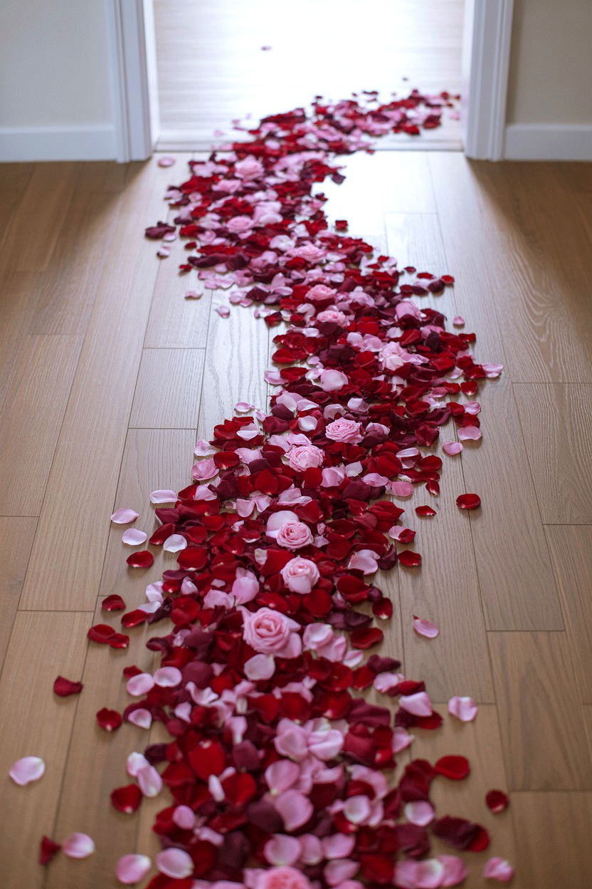 Flower petal path - 25 Valentine's Day Morning Surprise Ideas