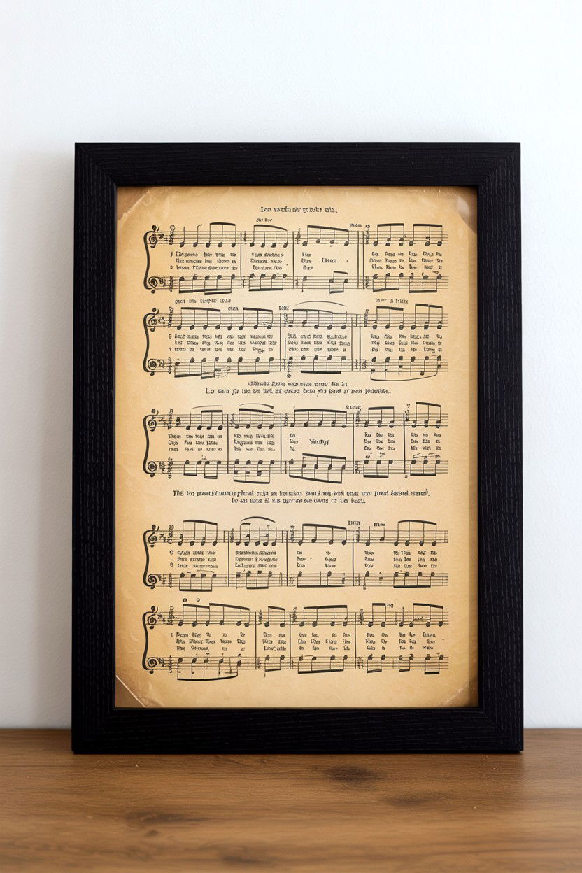 Framed Love Song Sheet Music - 25 Valentine's Day Wall Art Ideas