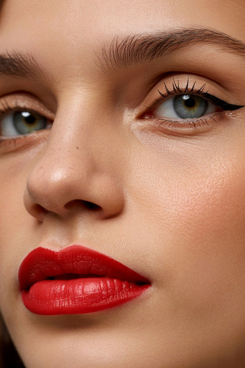 French Girl Red Lip - 25 Red Lip Valentine's Day Looks