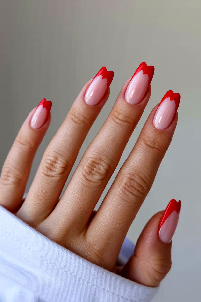 French Tip Heart Nails - 25 3D Valentine's Day Nail Art Ideas