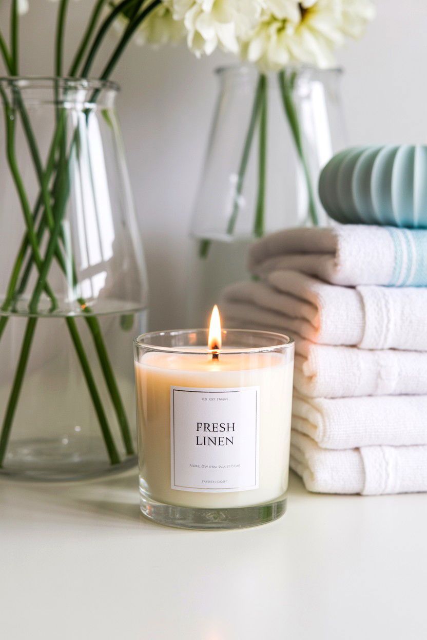 Fresh Linen White Candle - 25 Valentine's Day Scented Candle Ideas
