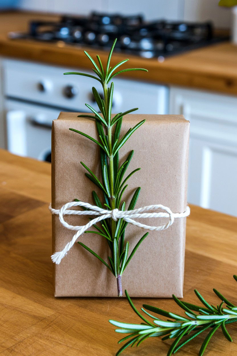 Fresh Rosemary Stem - 25 Valentine's Day Kraft Paper Wrap Ideas