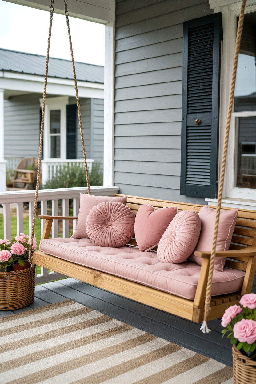 Front Porch Swing - 25 Valentine's Day Porch Decorating Ideas