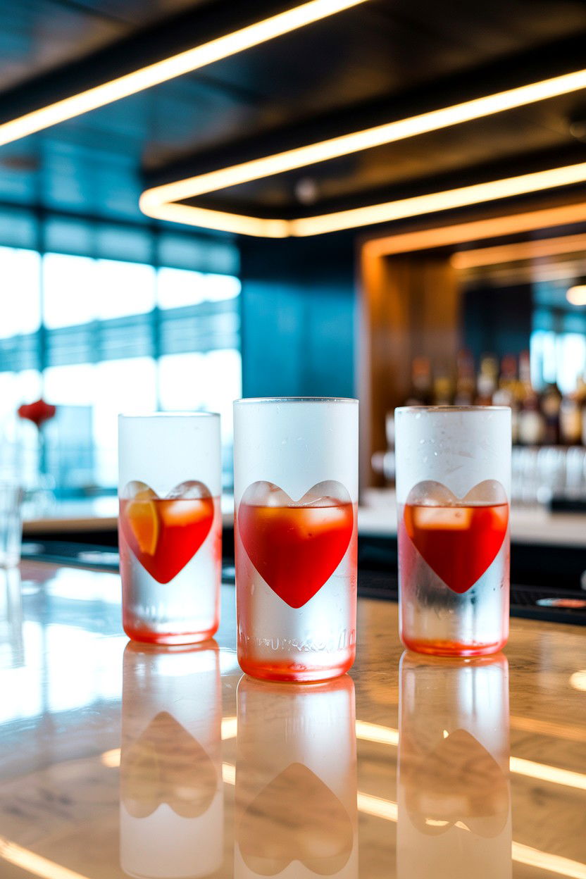 Frosted heart highball glasses - 25 Valentine's Day Glassware Ideas