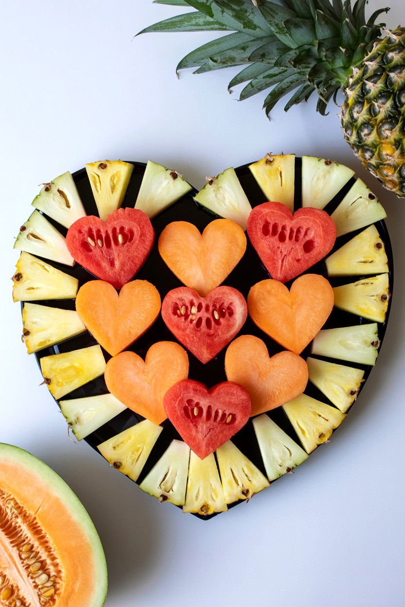 Fruit Heart Tray - 25 Valentine's Day Lunch Surprise Ideas