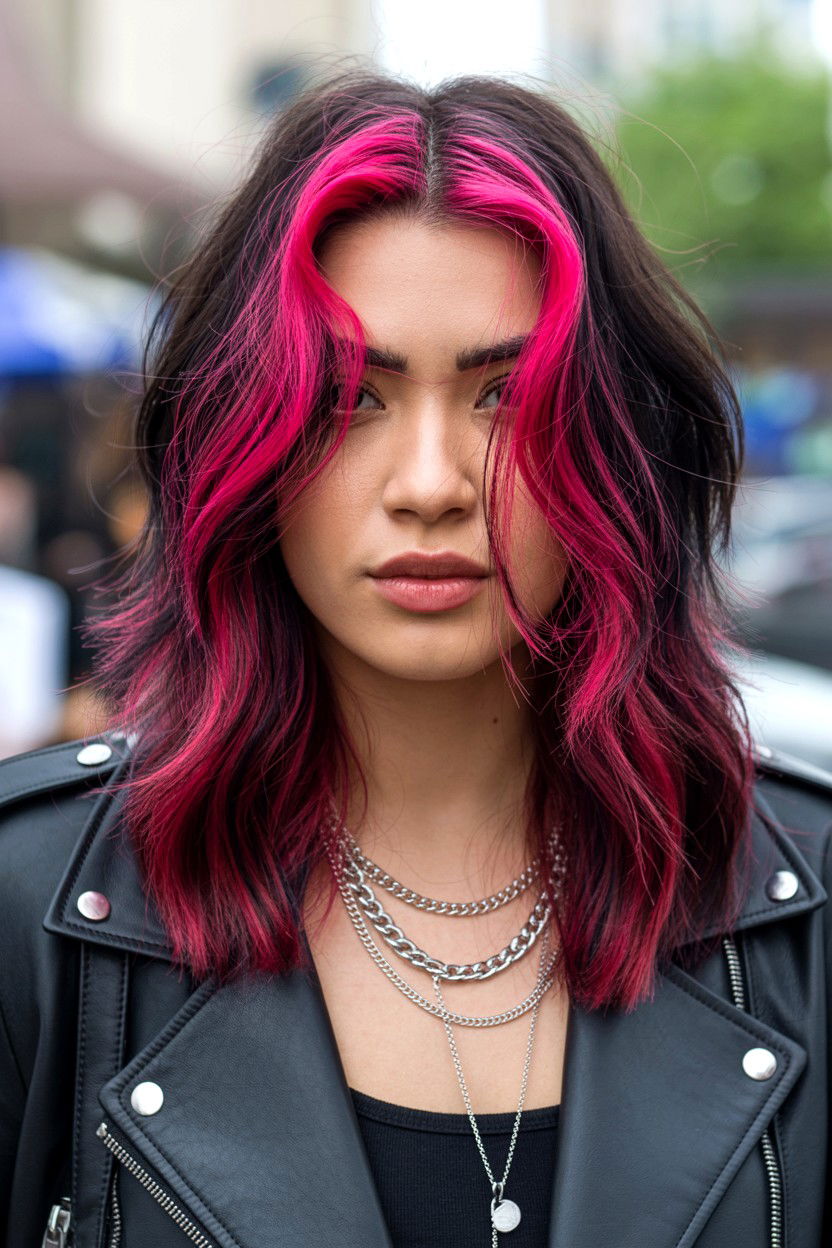 Fuchsia Hair Highlights - 25 Valentine's Day Hair Color Ideas