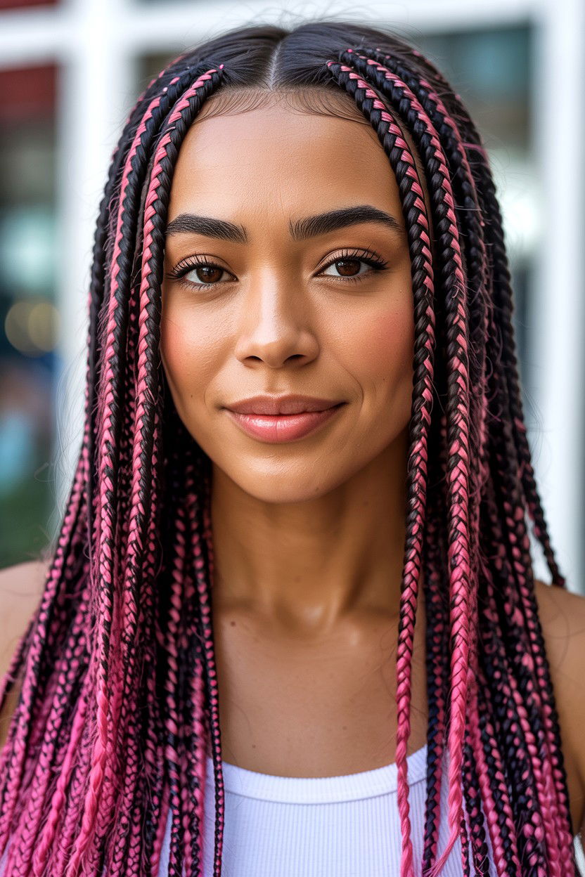 Fulani Braids Pink Hair - 25 Valentine's Day Textured Hair Ideas