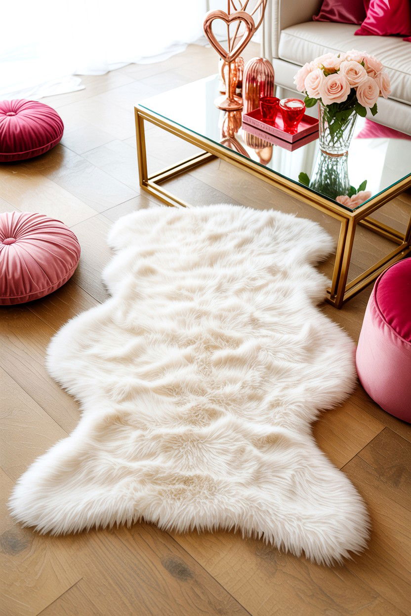 Fur Rug - 25 Glam Valentine's Day Decor Ideas