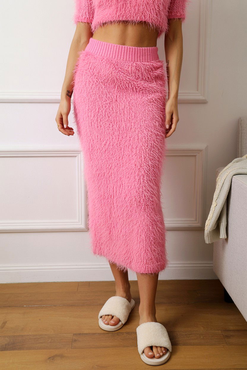 Fuzzy Knit Skirt - 25 Valentine's Day Skirt Outfits