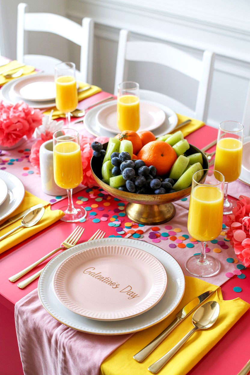 Galentines day brunch table - 25 Valentine's Day Table Decor Ideas