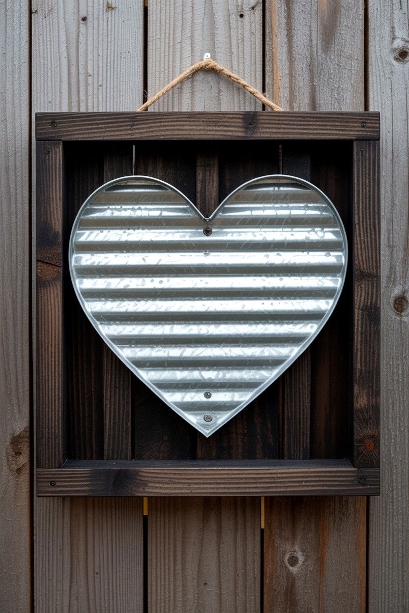 Galvanized Metal Heart - 25 Rustic Valentine's Day Sign Ideas