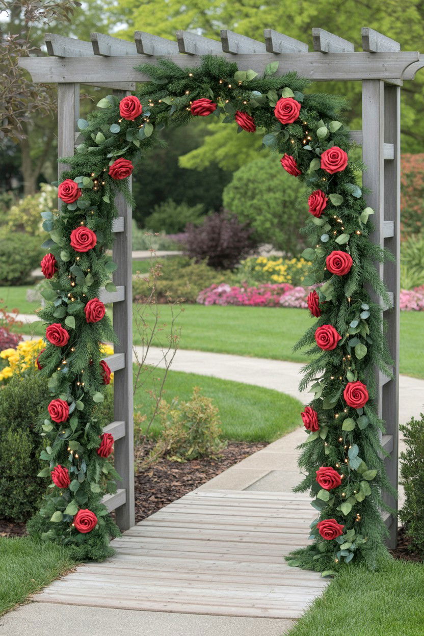 Garden Arbor Garland - 25 Valentine's Day Garden Ideas