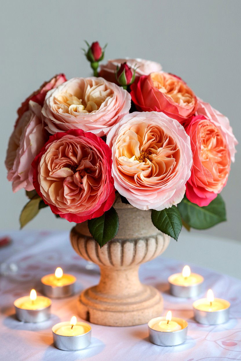Garden Rose Arrangement - 25 Valentine's Day Wedding Flower Ideas