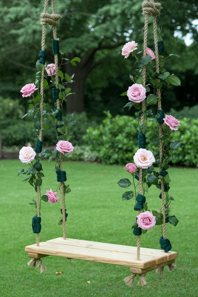 Garden swing with flowers - 25 Valentine's Day Photo Backdrop Ideas