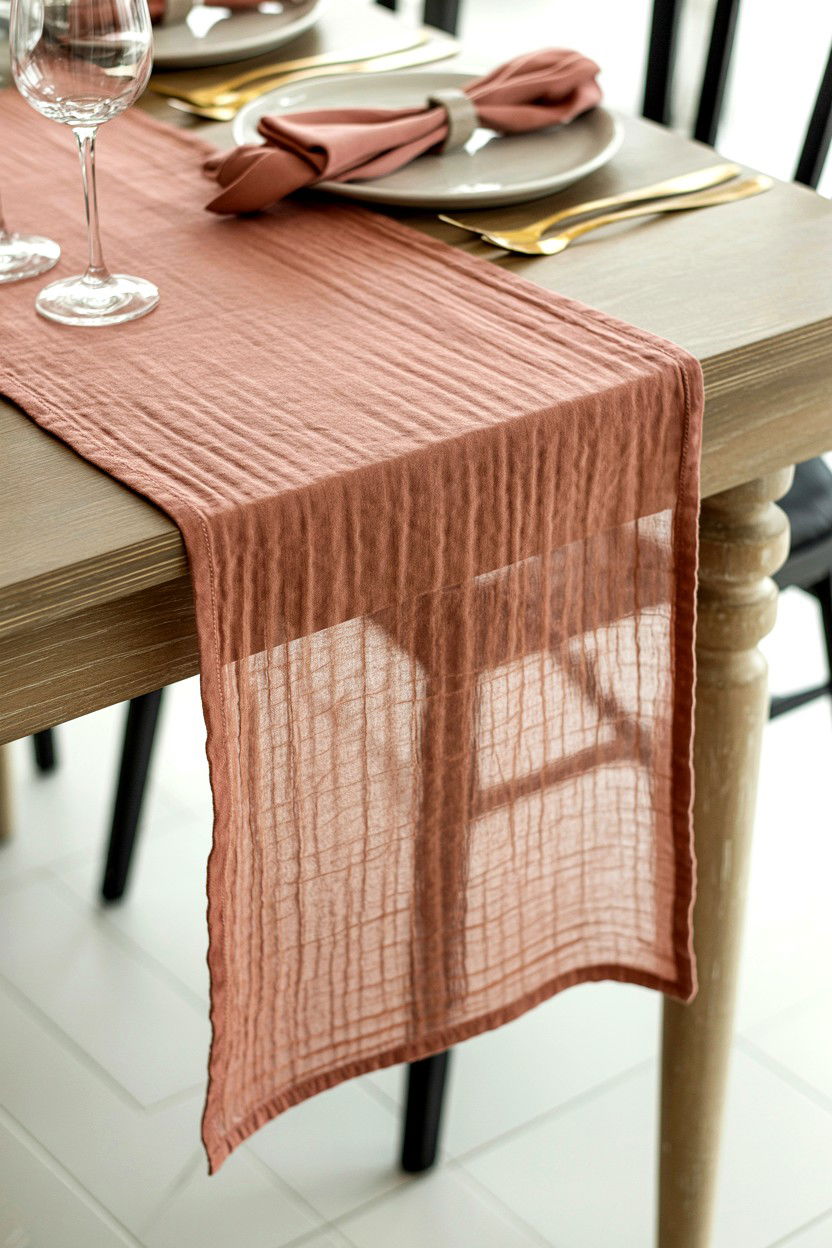 Gauze Table Runner - 25 Boho Valentine's Day Decor Ideas