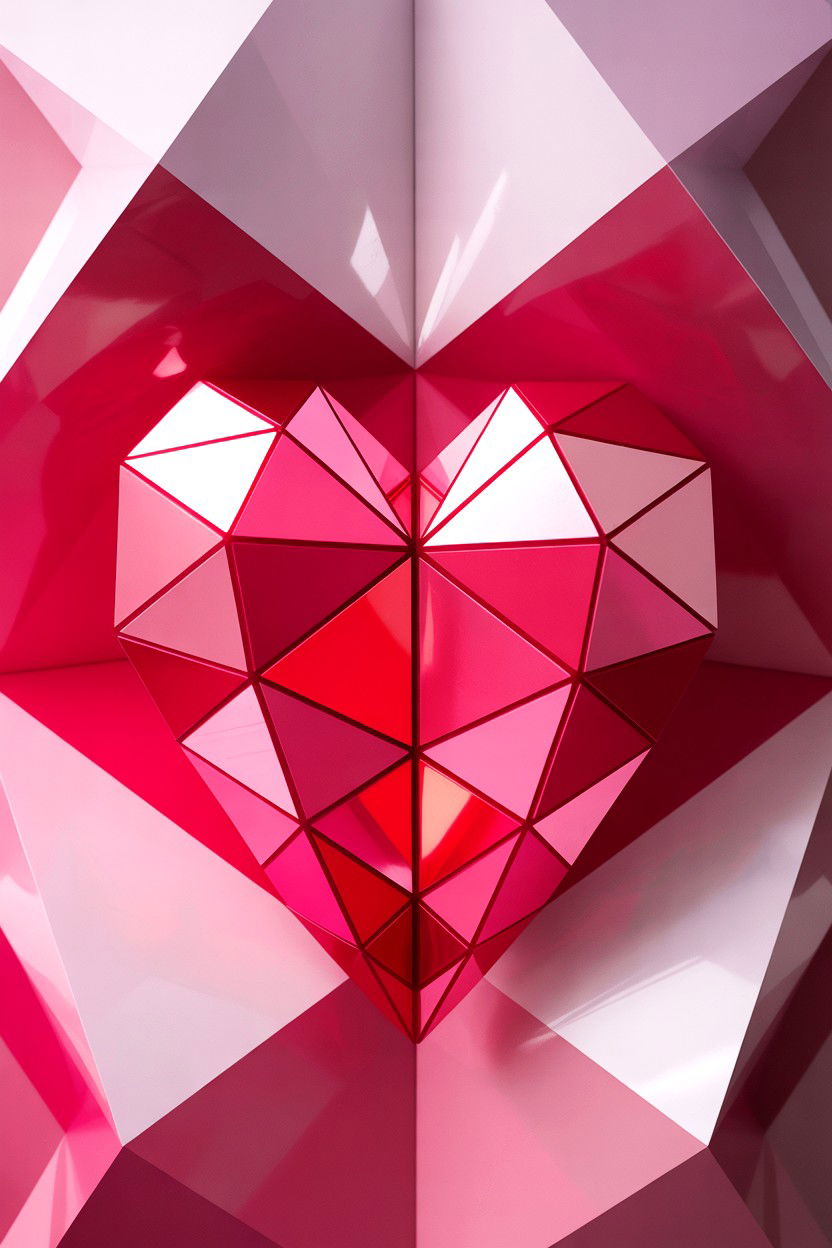 Geometric Heart Card - 25 Heart Valentine's Day Card Ideas