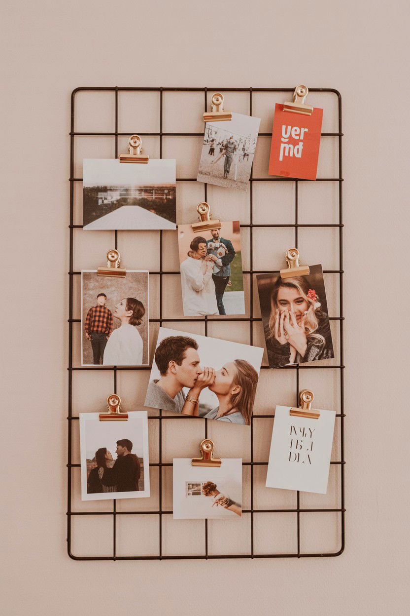 Geometric Wire Grid Board - 25 Valentine's Day Photo Collage Ideas