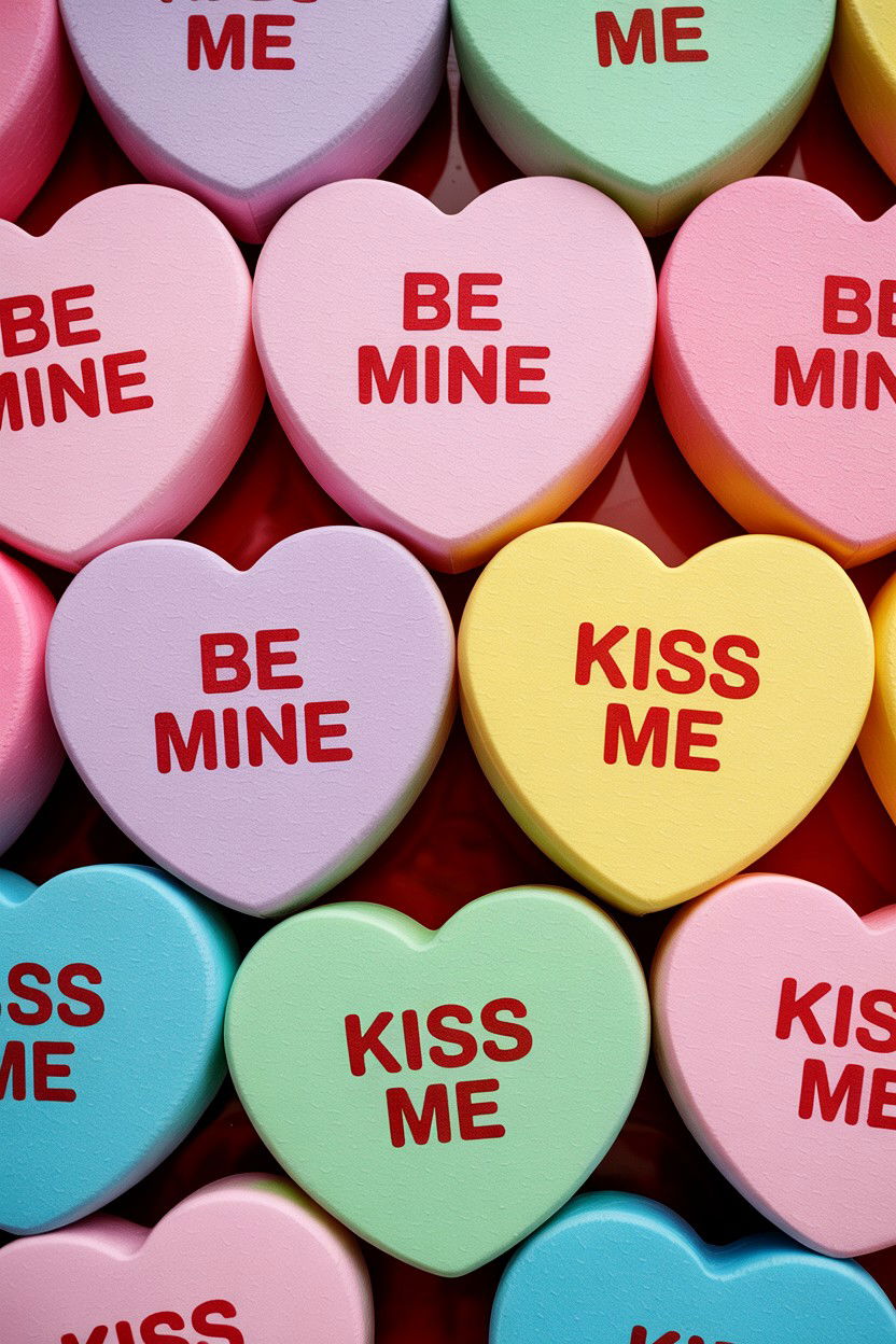 Giant Conversation Hearts - 25 Valentine's Day Party Backdrop Ideas