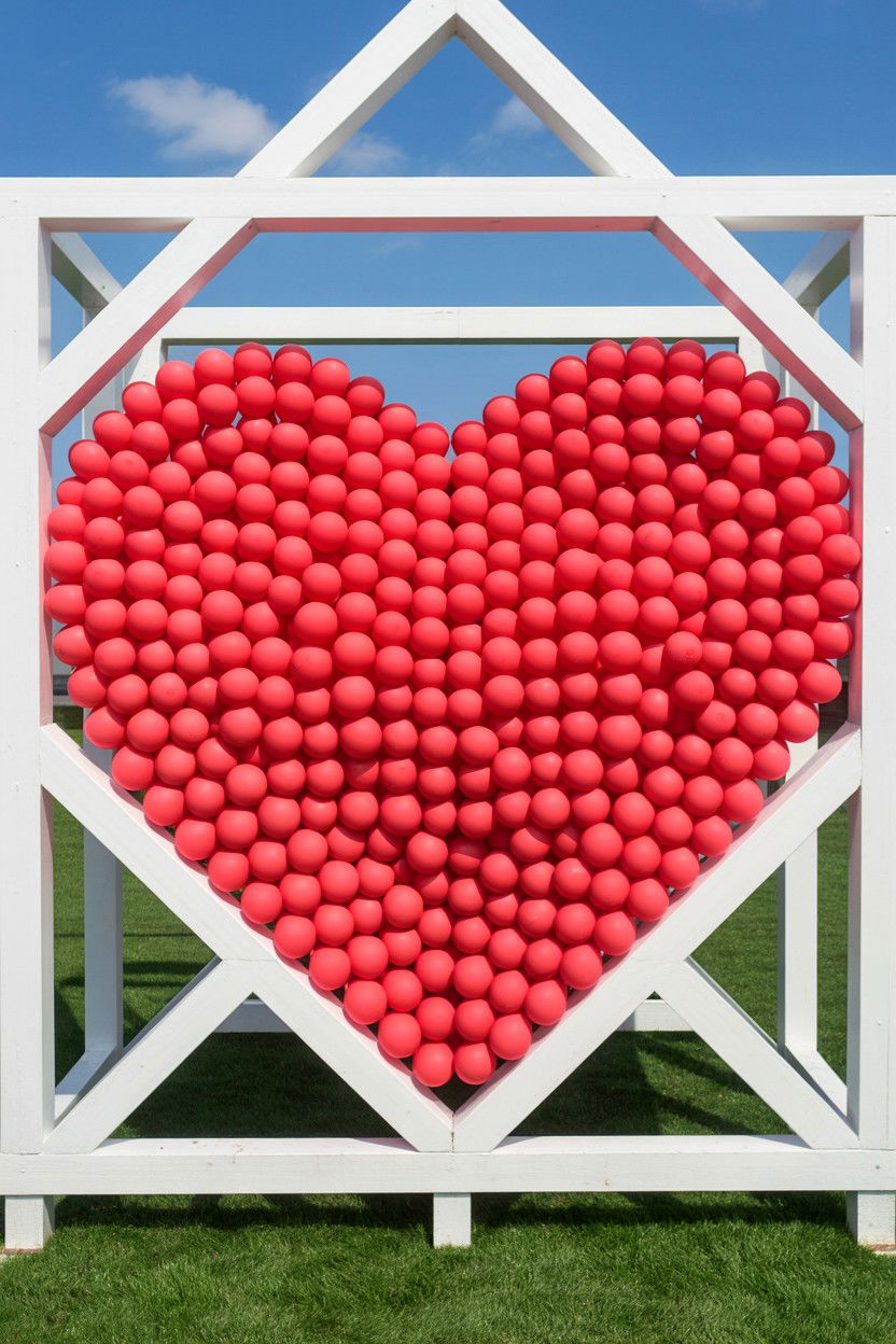 Giant Heart Balloon Mosaic - 25 Heart Balloon Decoration Ideas