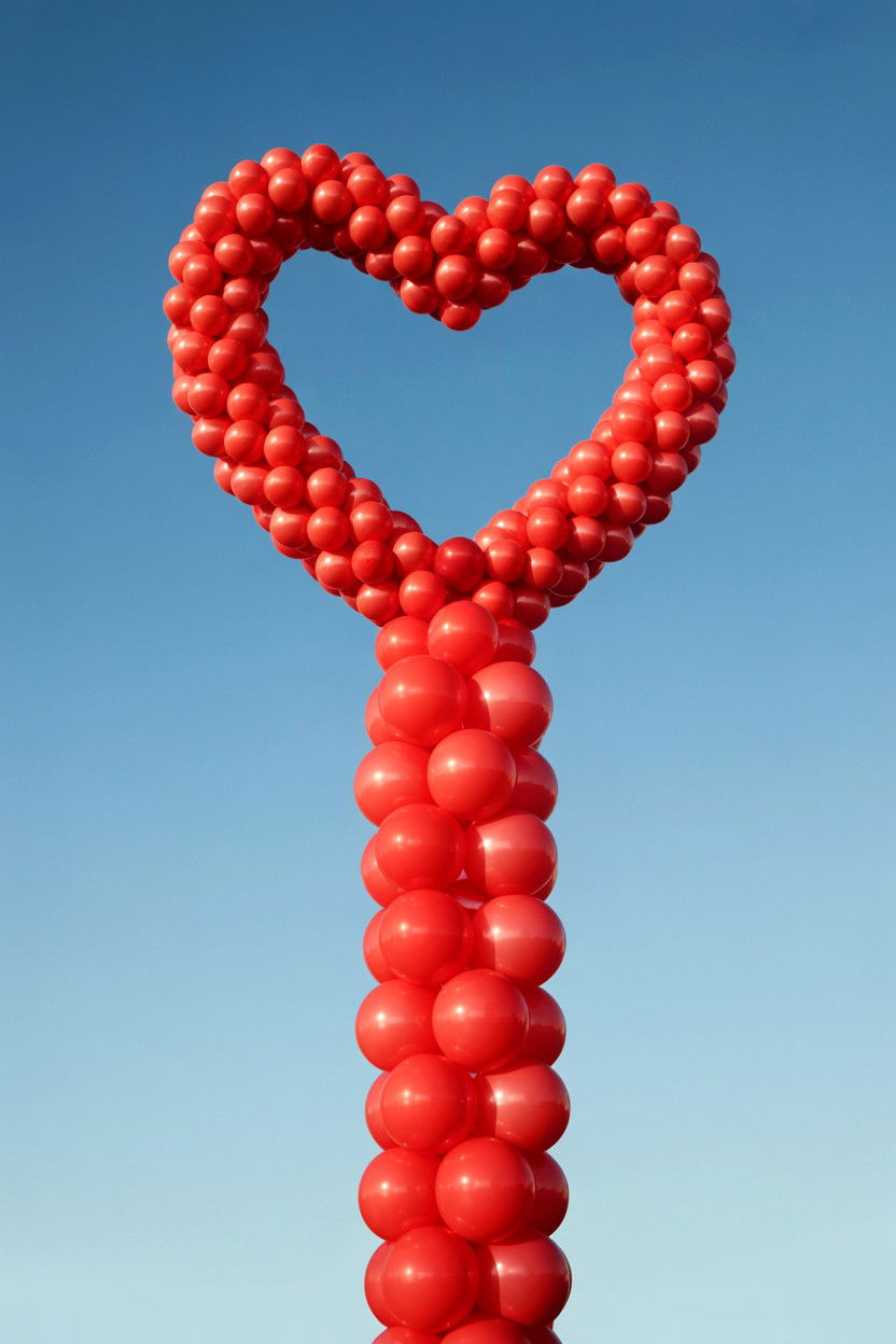 Giant Heart Balloon Pillar - 25 Valentine's Day Balloon Column Ideas