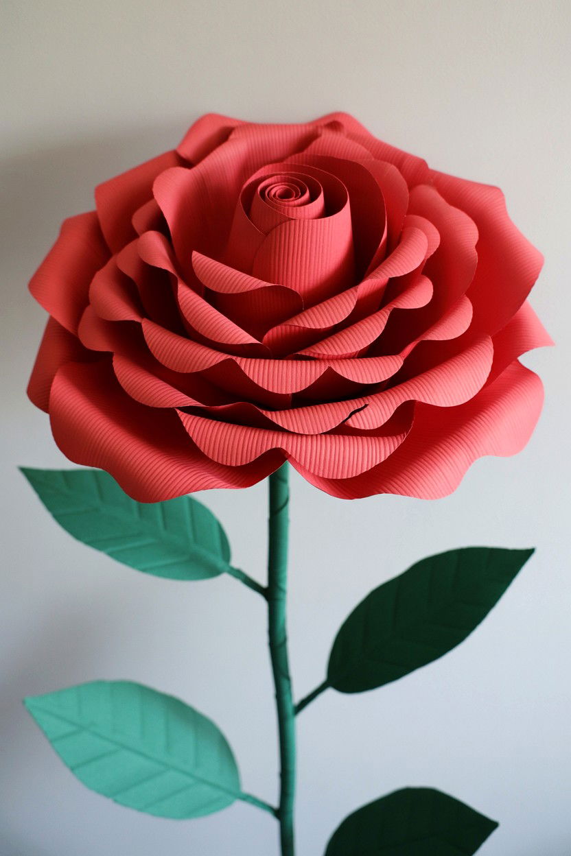 Giant Paper Rose - 25 Valentine's Day Paper Flower Ideas