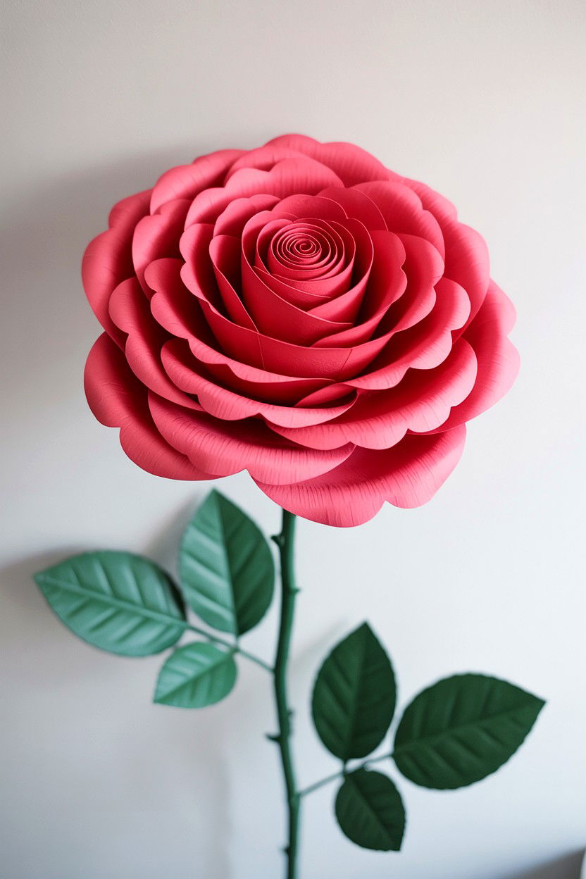 Giant Paper Rose - 25 Valentine's Day Fake Flower Ideas