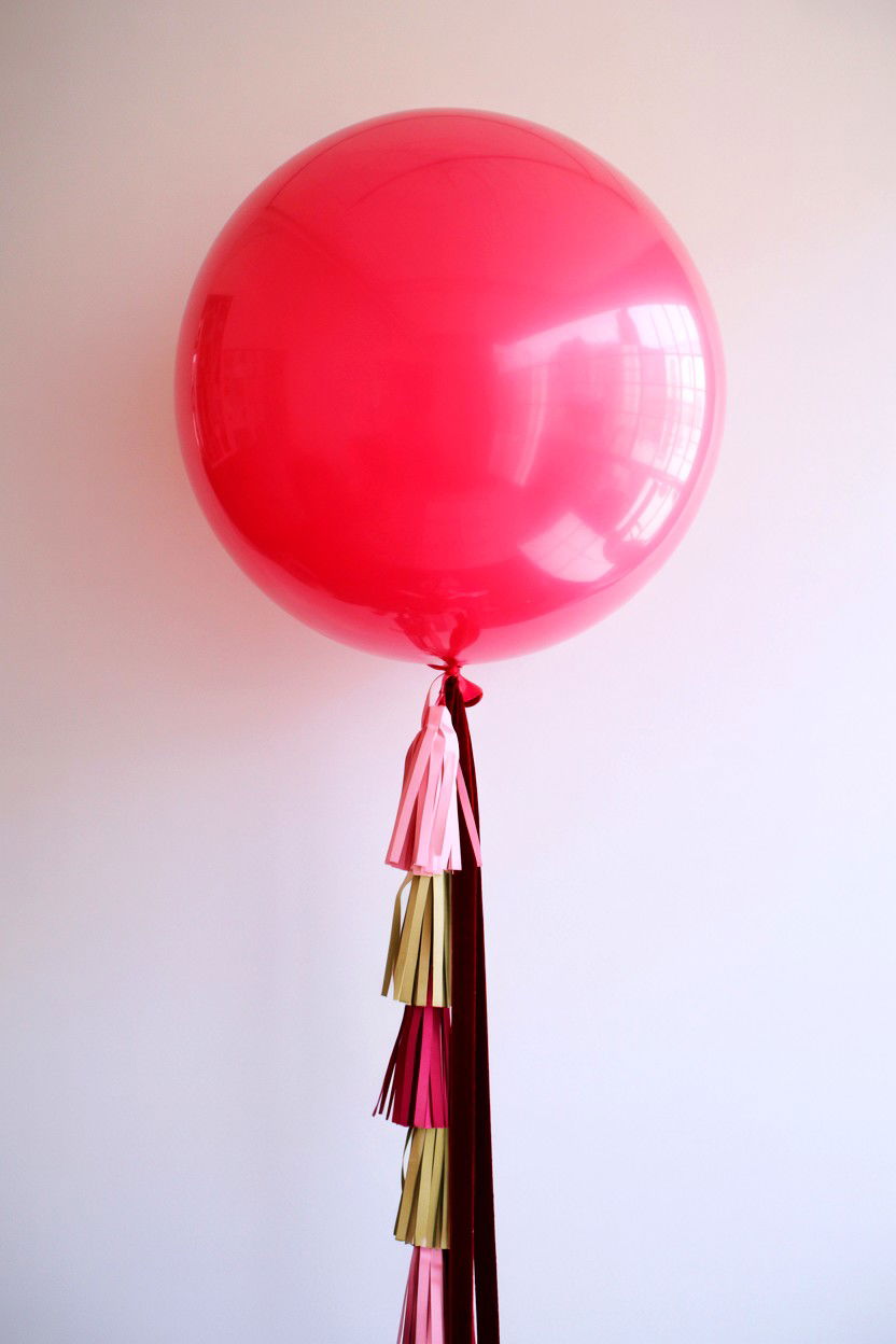 Giant Pink Balloon With Tassels - 25 Valentine's Day Pink Balloon Ideas