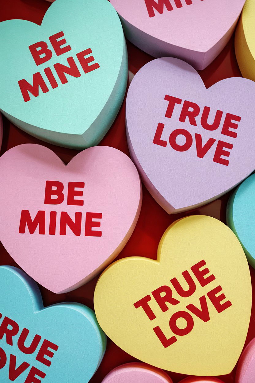 Giant conversation hearts - 25 Valentine's Day Photo Backdrop Ideas