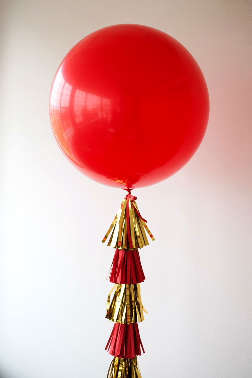 Giant red balloon with tassels - 25 Valentine's Day Red Balloon Ideas