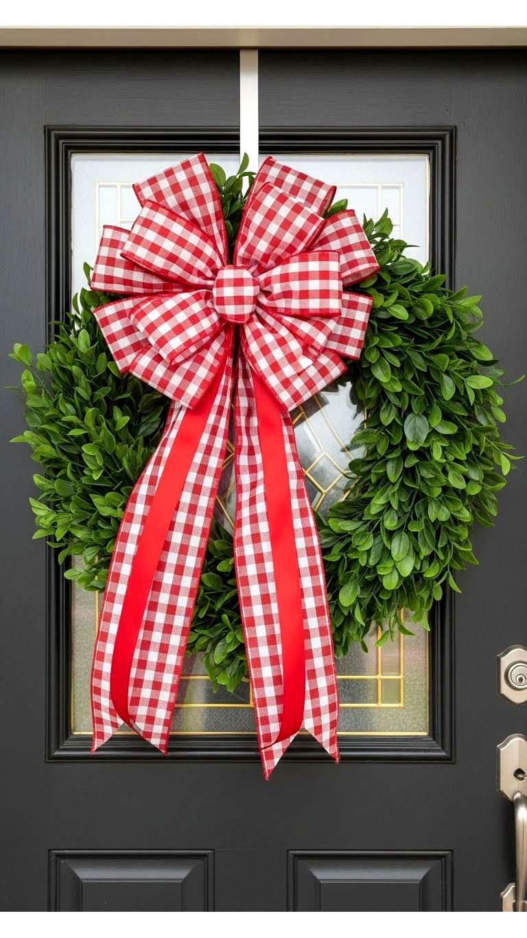 Gingham Bow Wreath - 25 valentine's day wreath ideas