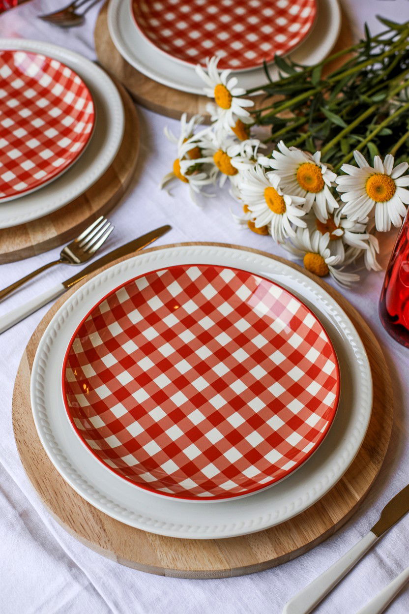 Gingham Print Plates - 25 Valentine's Day Dinnerware Ideas