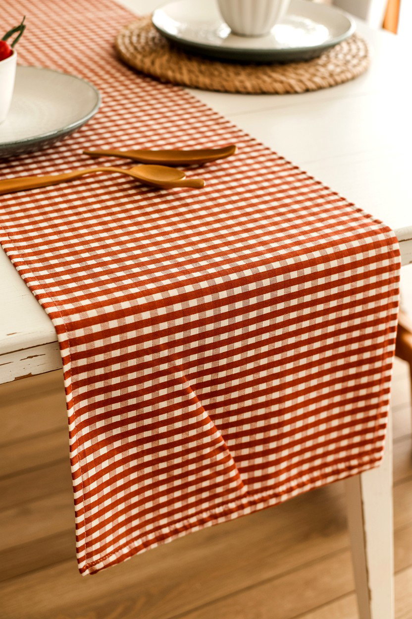 Gingham Valentine Table Runner - 25 Valentine's Day Table Runner Ideas