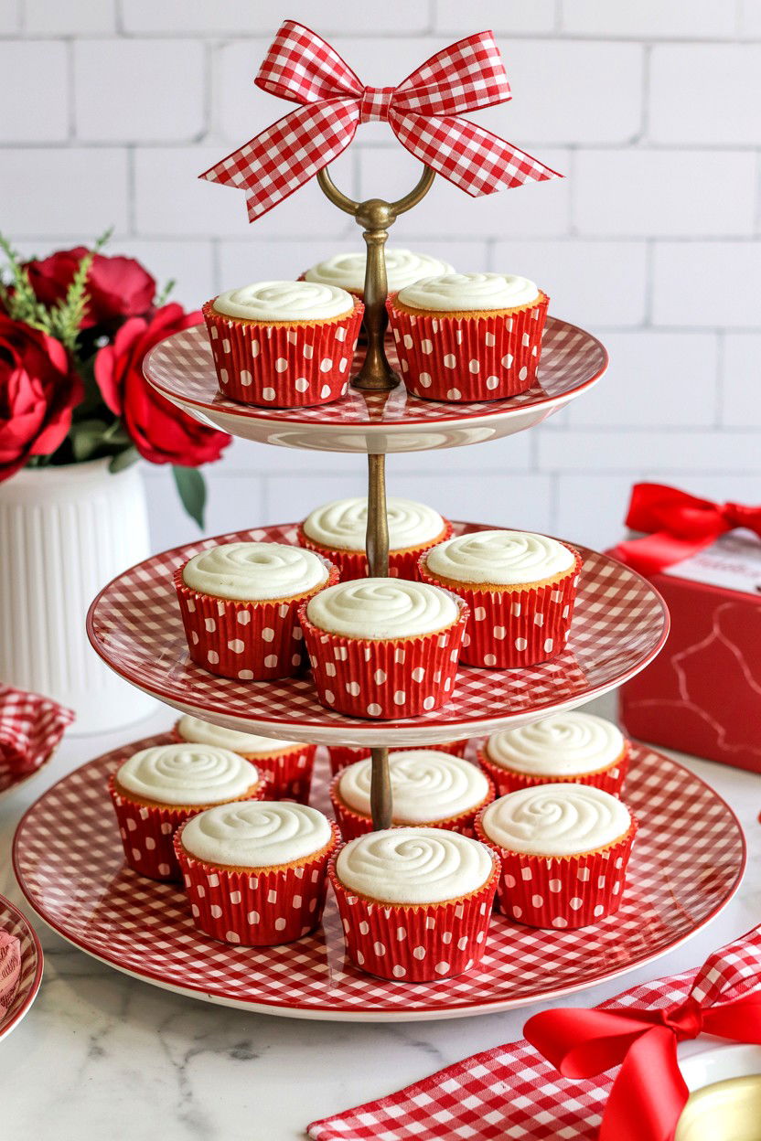 Gingham Valentine Tiered Tray - 25 Valentine's Day Tiered Tray Decor Ideas