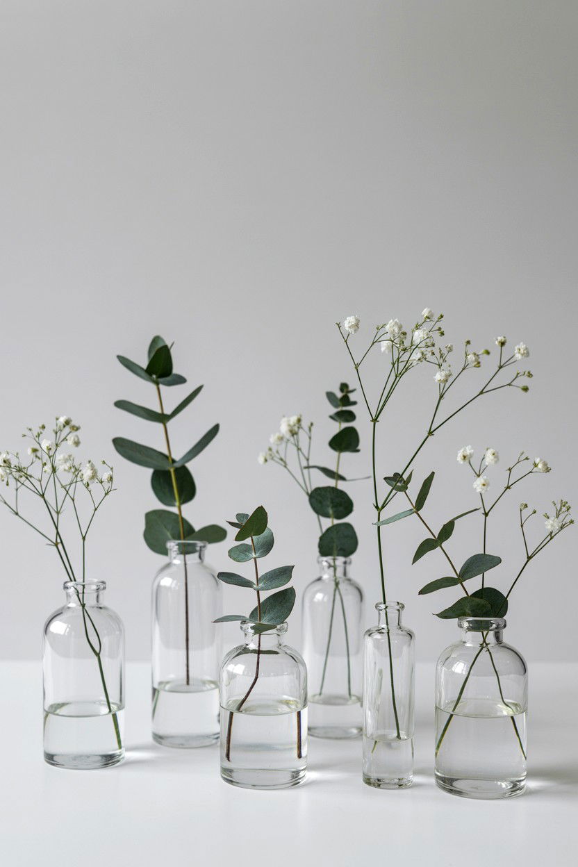 Glass Bud Vases - 25 Minimalist Valentine's Day Table Ideas