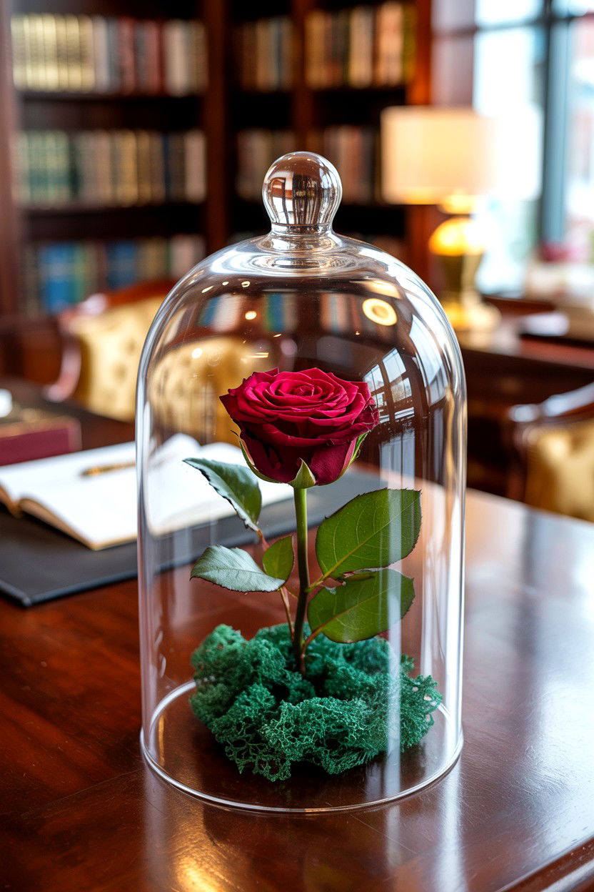 Glass Cloche With Roses - 25 Cottagecore Valentine's Day Decor Ideas