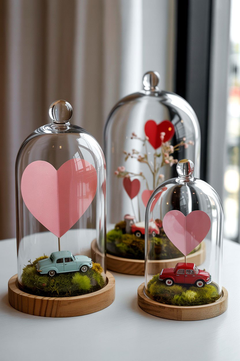 Glass Cloches With Scenes - 25 Vintage Valentine's Day Decorations